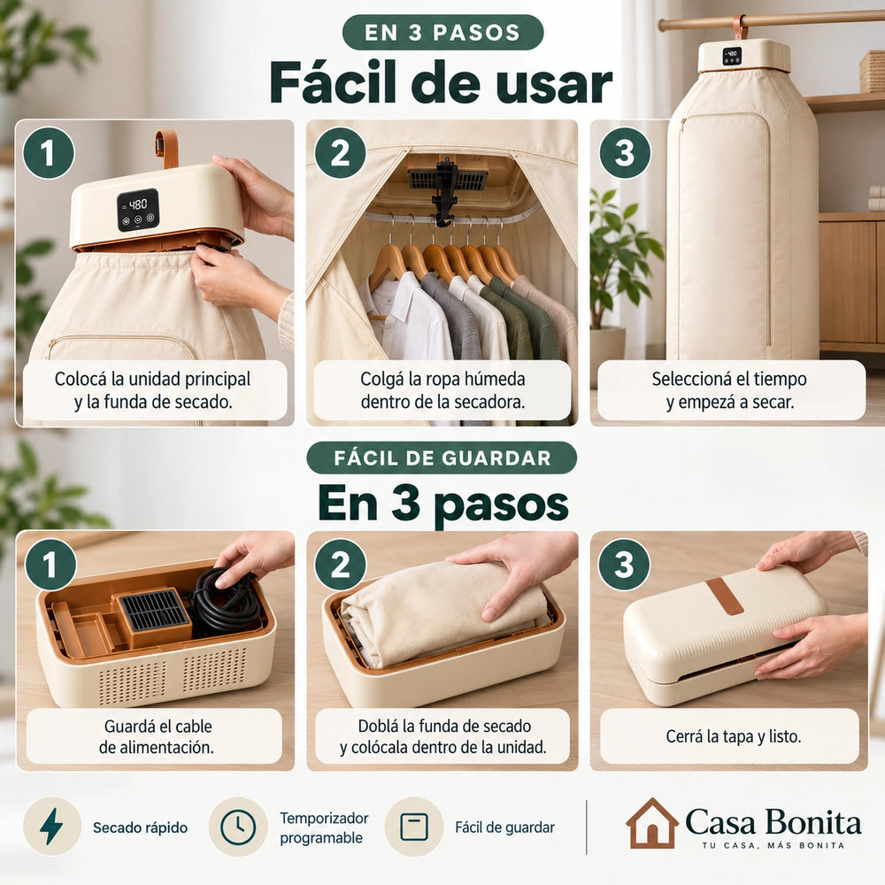 SecaFácil® — Secadora Portátil de Ropa